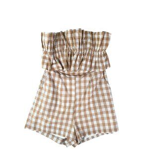 Entro Strapless Plaid Romper Size L NWT